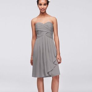 David’s Bridal Short Crinkle Chiffon Front Cascade